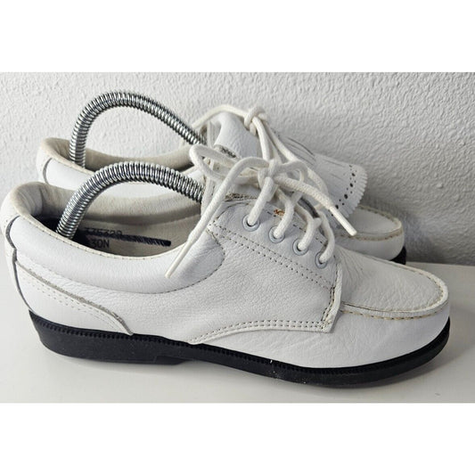 Eastland USA Men's White Leather Golf Shoes w/ Kiltie Fringe – Size 6.5M