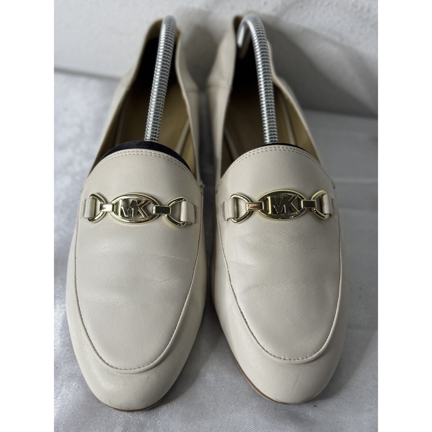 Michael Kors Women’s Leather Logo Chain Loafers Size 9M Pearl