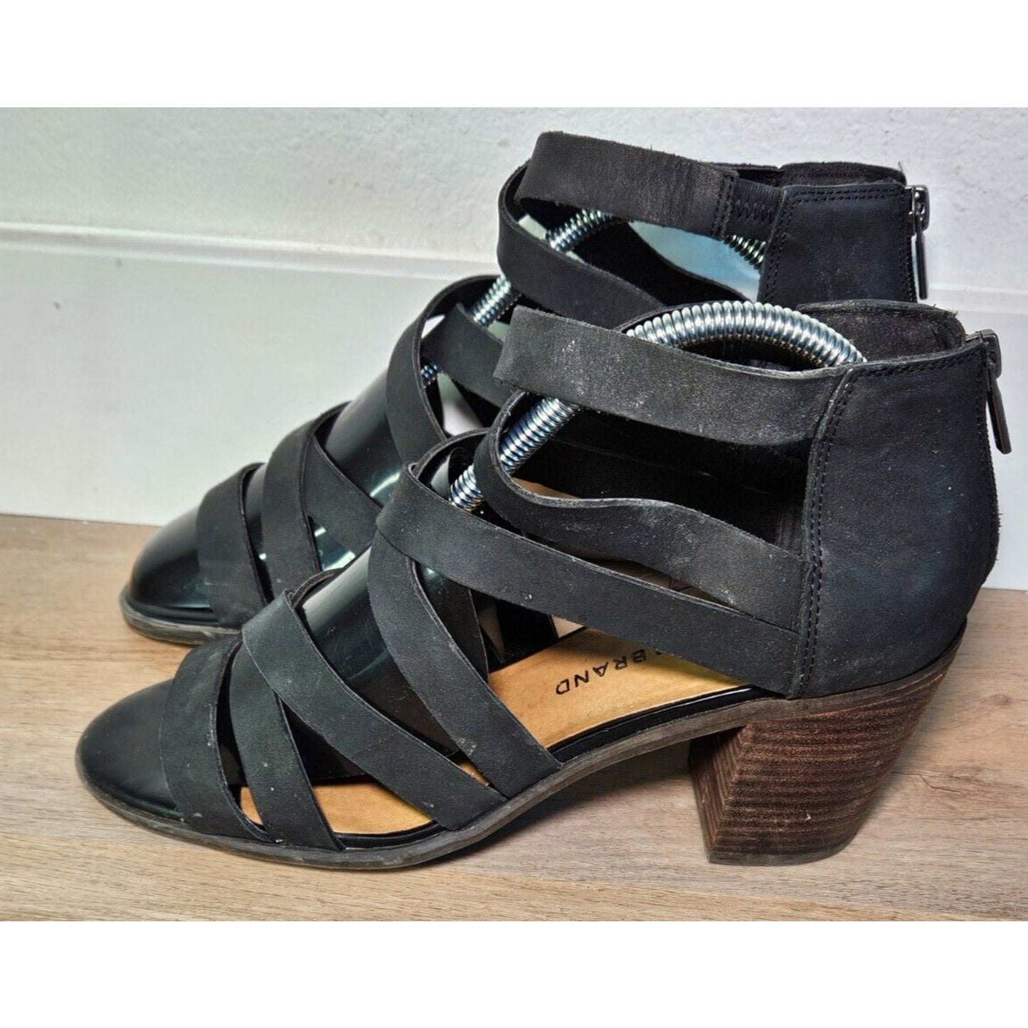 Lucky Brand Women’s Black Strappy Heeled Sandals Open Toe Block Heel Size 10M