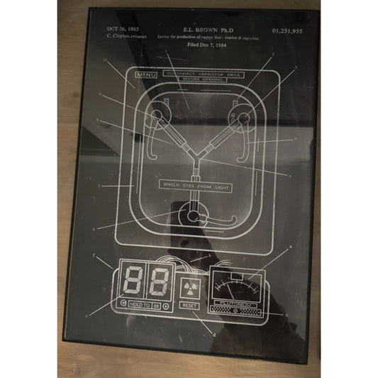 Back to the Future Flux Capacitor Patent Drawing/Print Schematics Blueprint Post