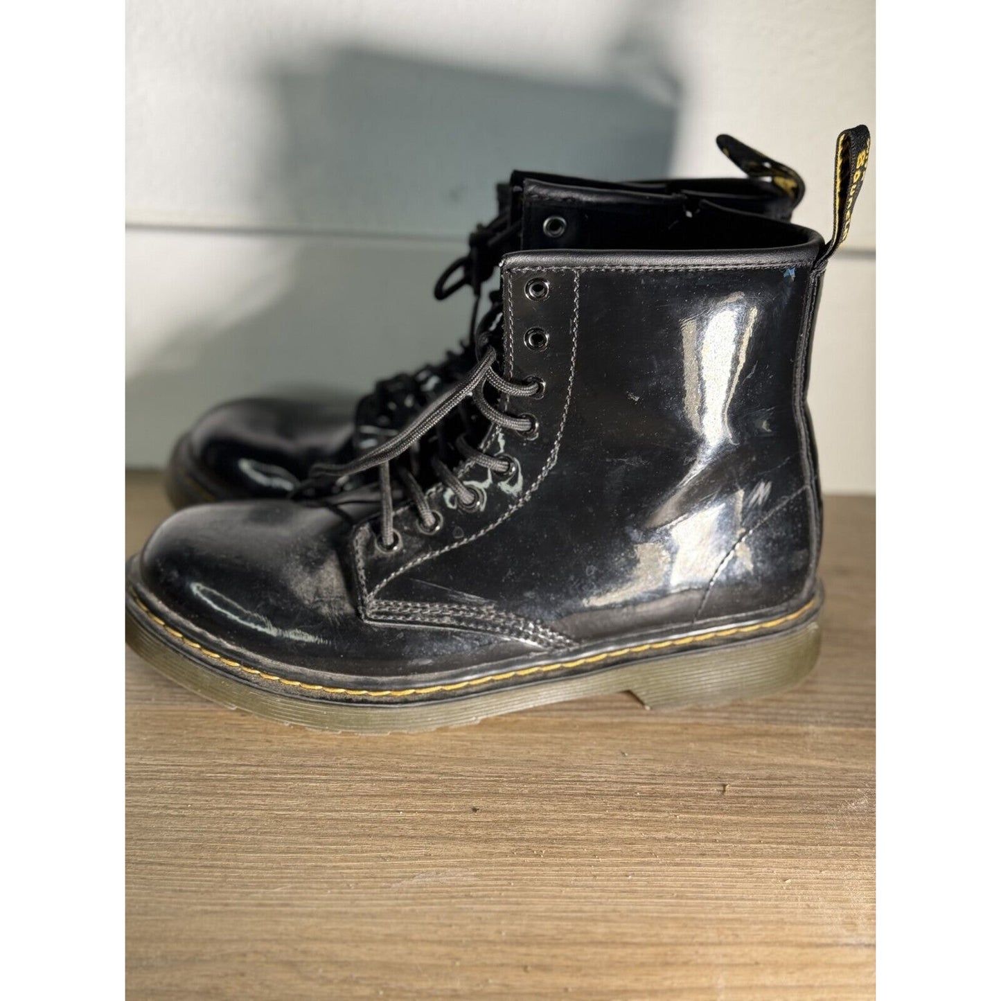 Title: Dr. Martens 1460J Black Patent Leather Youth Boots, Size US 5 Ladies