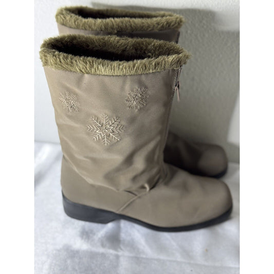 Snowflake Women’s Taupe Faux Fur Lined Winter Boots Size 9M