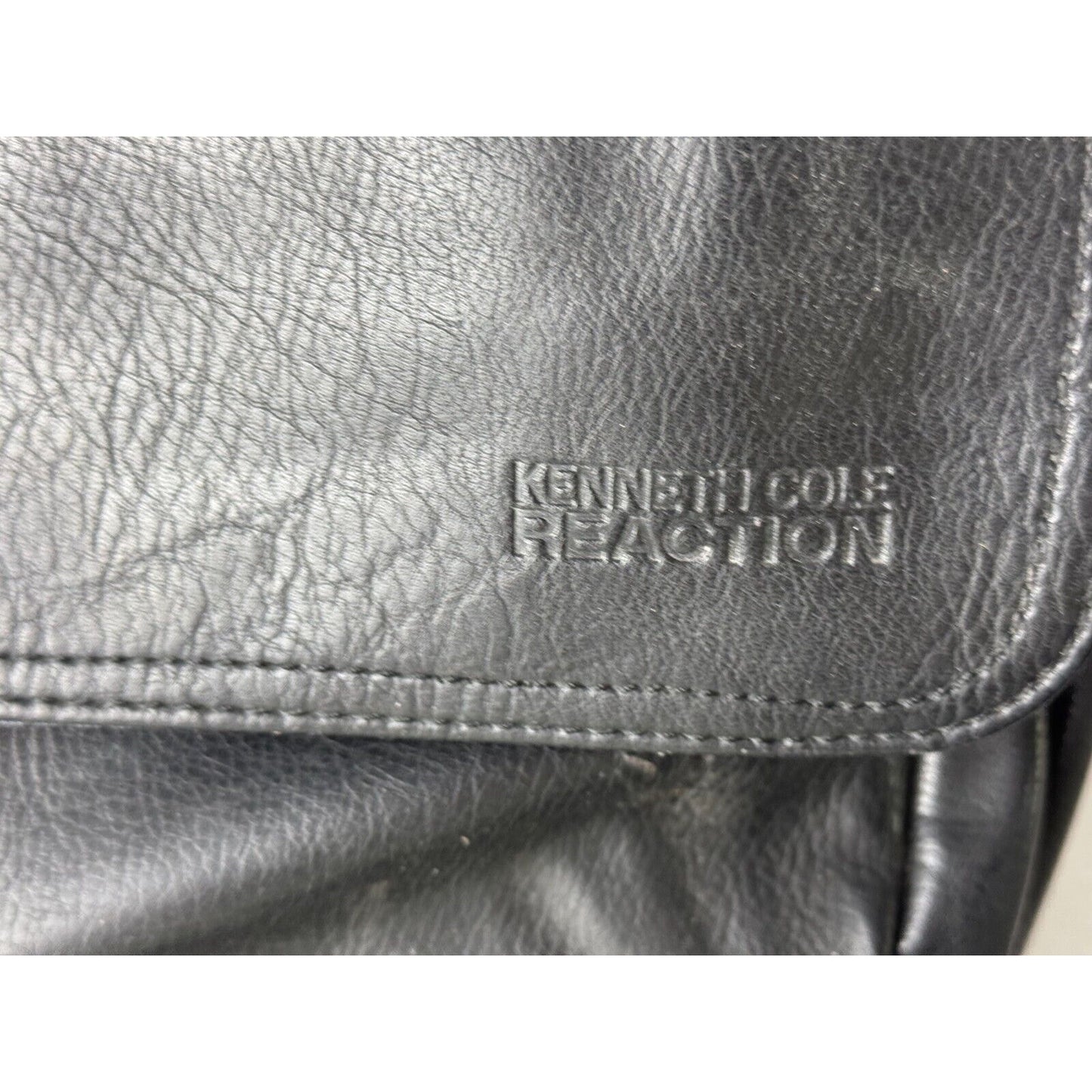 Kenneth Cole Reaction Black Leather Messenger Bag