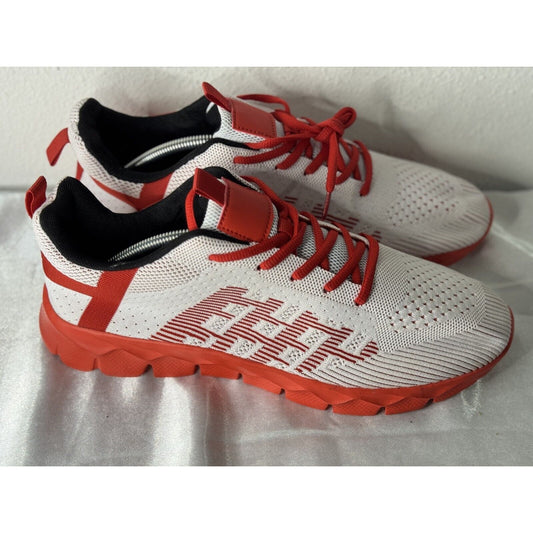 Men's Athletic Sneakers Size 12 White Red Lightweight Breathable Running Shoes